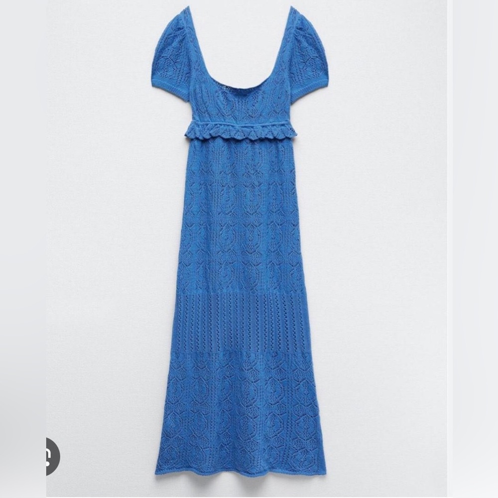 Zara long crochet dress blue